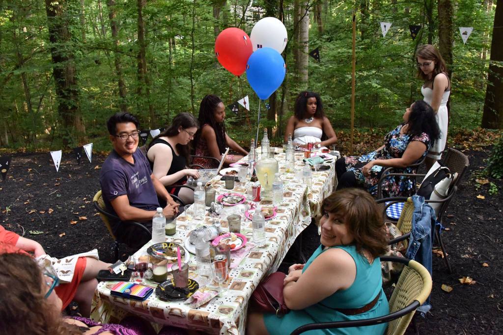 With my friends at my farewell party. I'm the one in white looking into the distance. Courtesy of my uncle.
